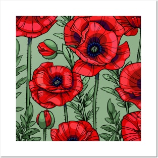 scarlet red poppies Posters and Art